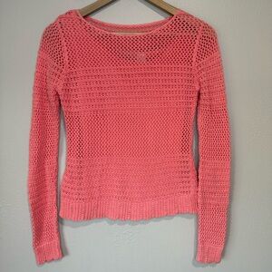 Vintage Envision Avenue Coral Pink Crochet Knit Sweater – Size Small